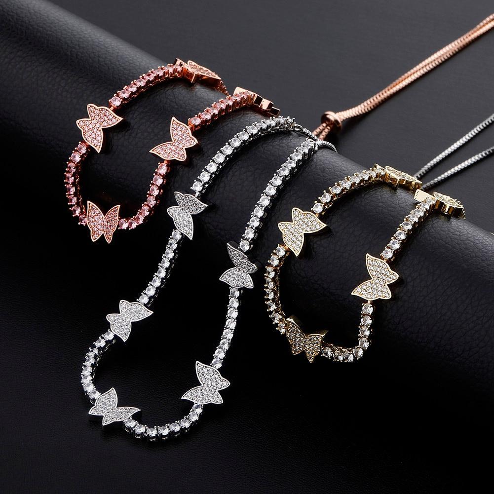 3mm Butterfly Tennis Necklace 14K - ICECI