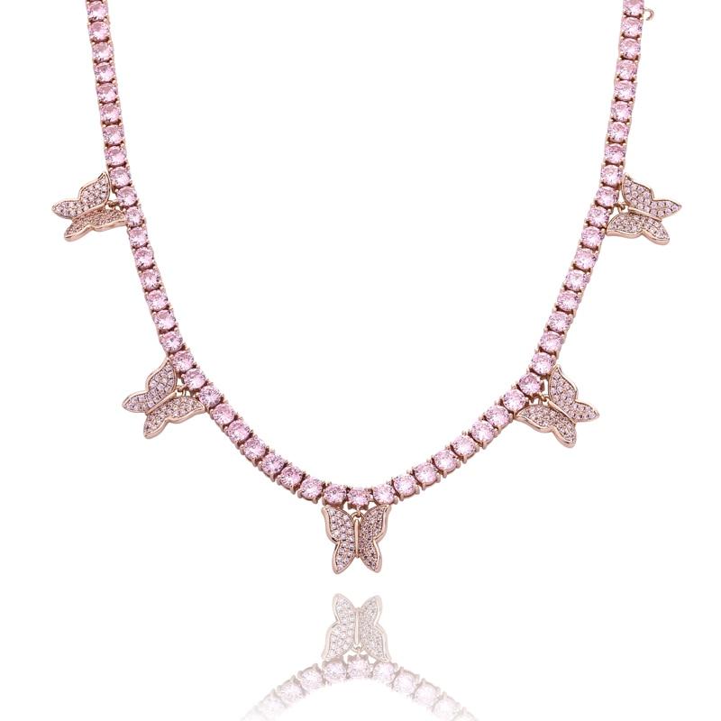 4mm Choker Butterfly Tennis Necklace 14K - ICECI