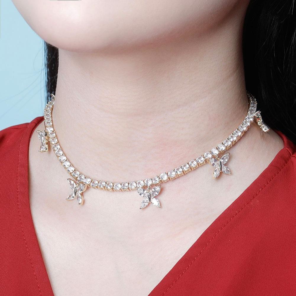 5mm Butterfly Choker Tennis Necklace 14K - ICECI