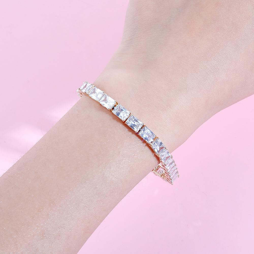 6mm Rectangular Baguette Tennis Bracelet 14K - ICECI