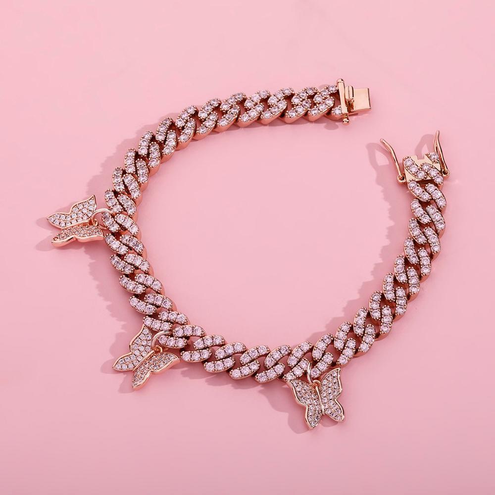 8mm Baby Butterfly Cuban Bracelet 14K - ICECI