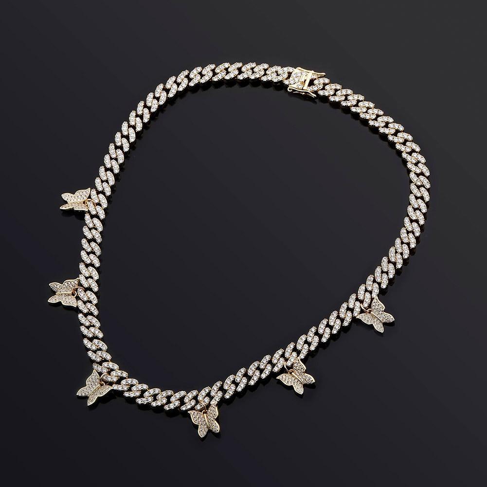 8mm Baby Butterfly Cuban Necklace 14K - ICECI