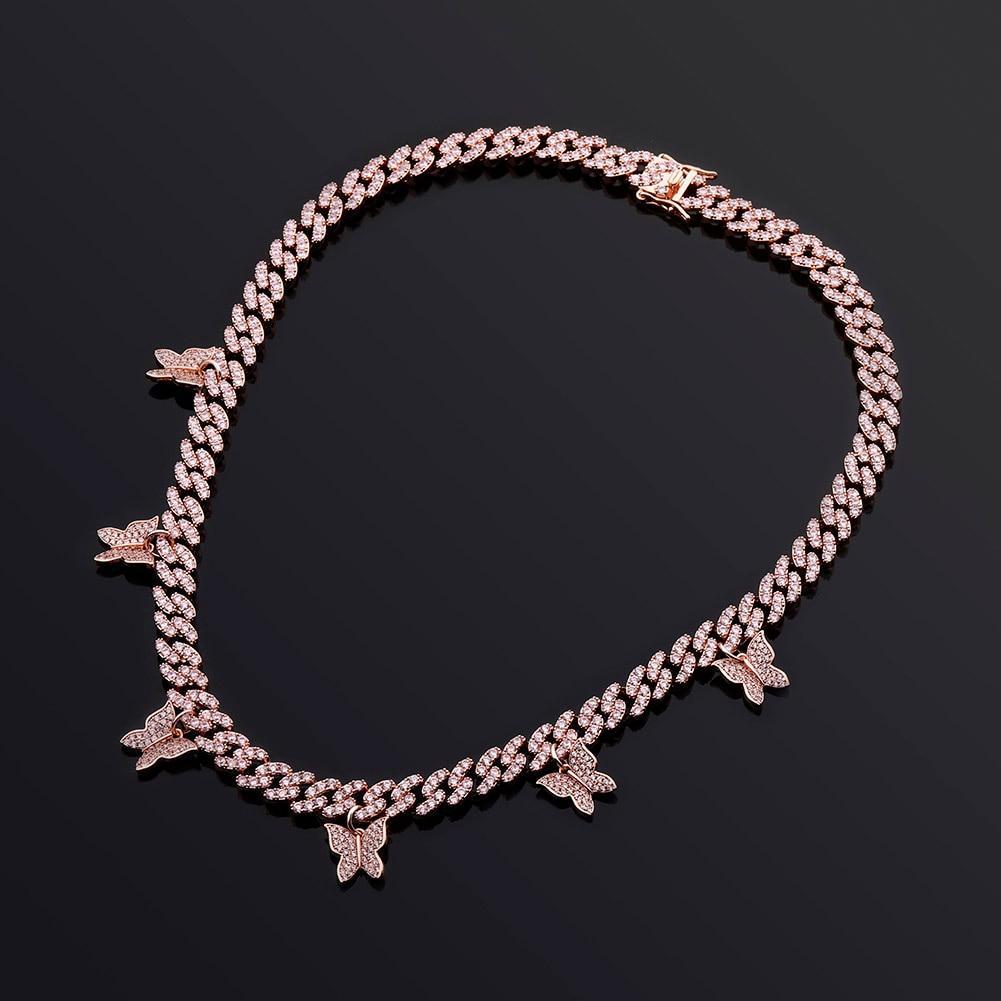 8mm Baby Butterfly Cuban Necklace 14K - ICECI