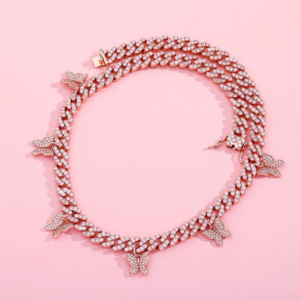 8mm Baby Butterfly Cuban Necklace 14K - ICECI