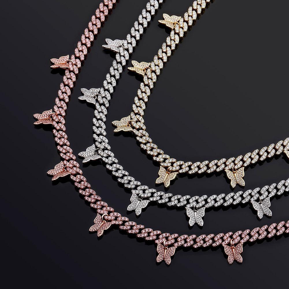 8mm Baby Butterfly Cuban Necklace 14K - ICECI