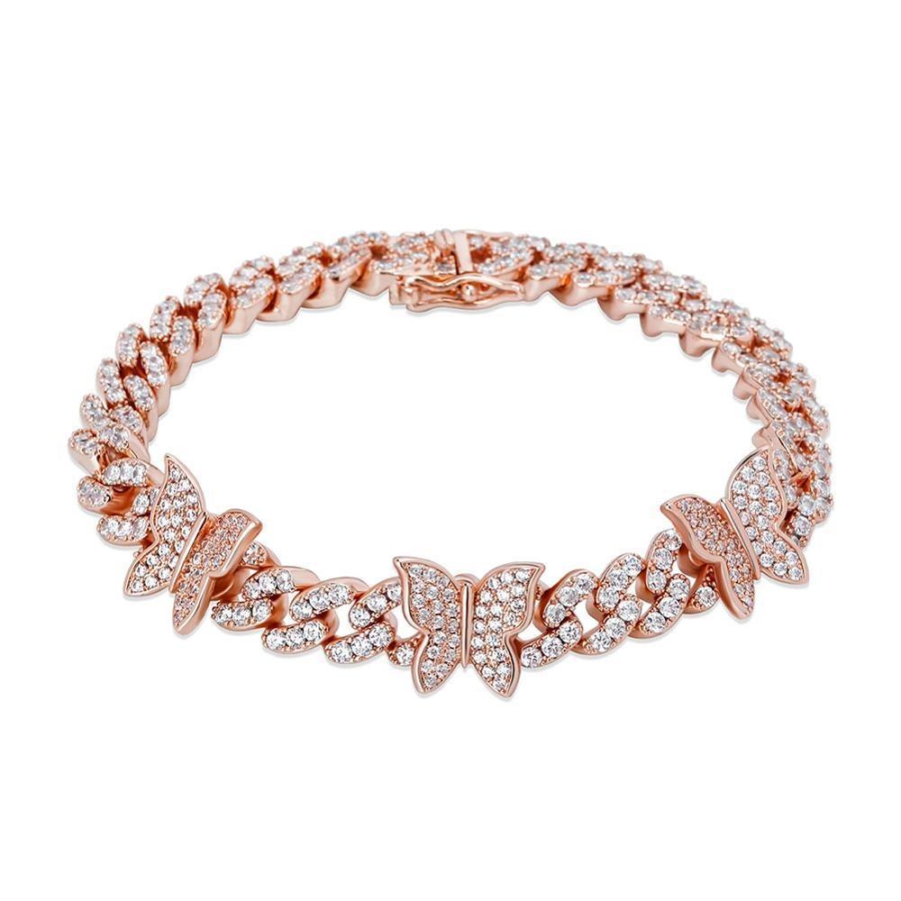 8mm Butterfly Cuban Anklet 14K - ICECI