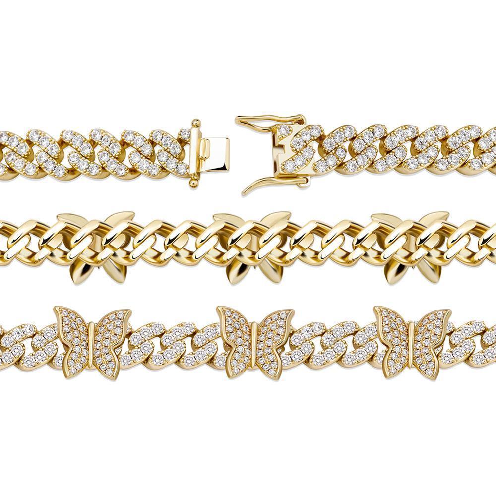 8mm Butterfly Cuban Anklet 14K - ICECI