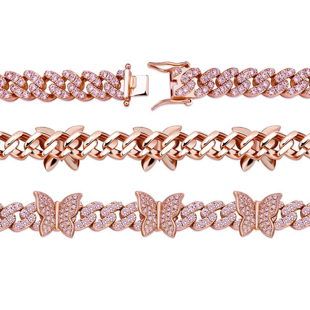 8mm Butterfly Cuban Anklet 14K - ICECI