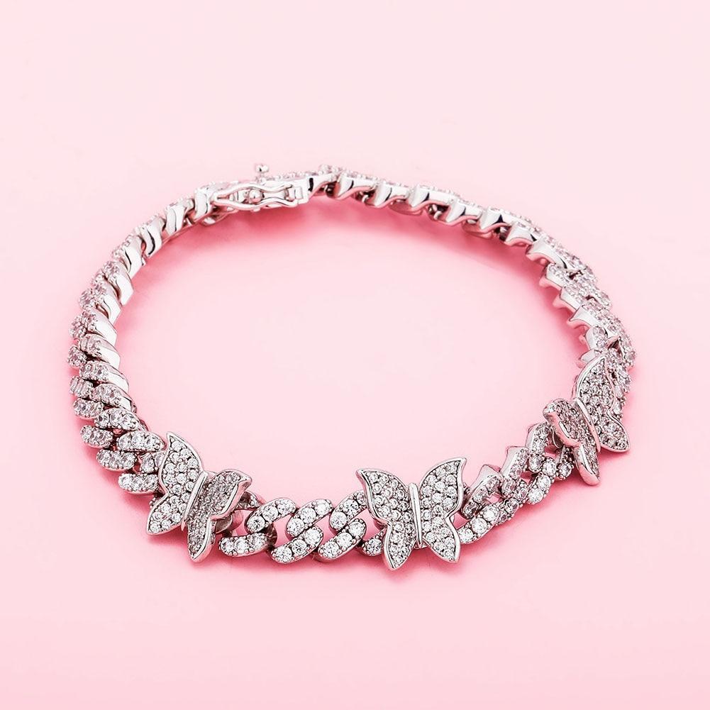 8mm Butterfly Cuban Anklet 14K - ICECI