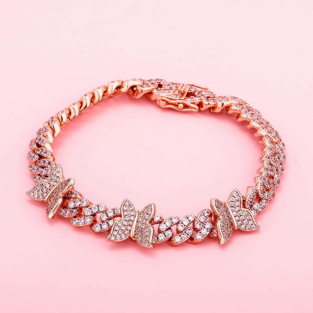 8mm Butterfly Cuban Anklet 14K - ICECI