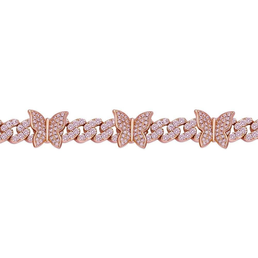 8mm Butterfly Cuban Anklet 14K - ICECI