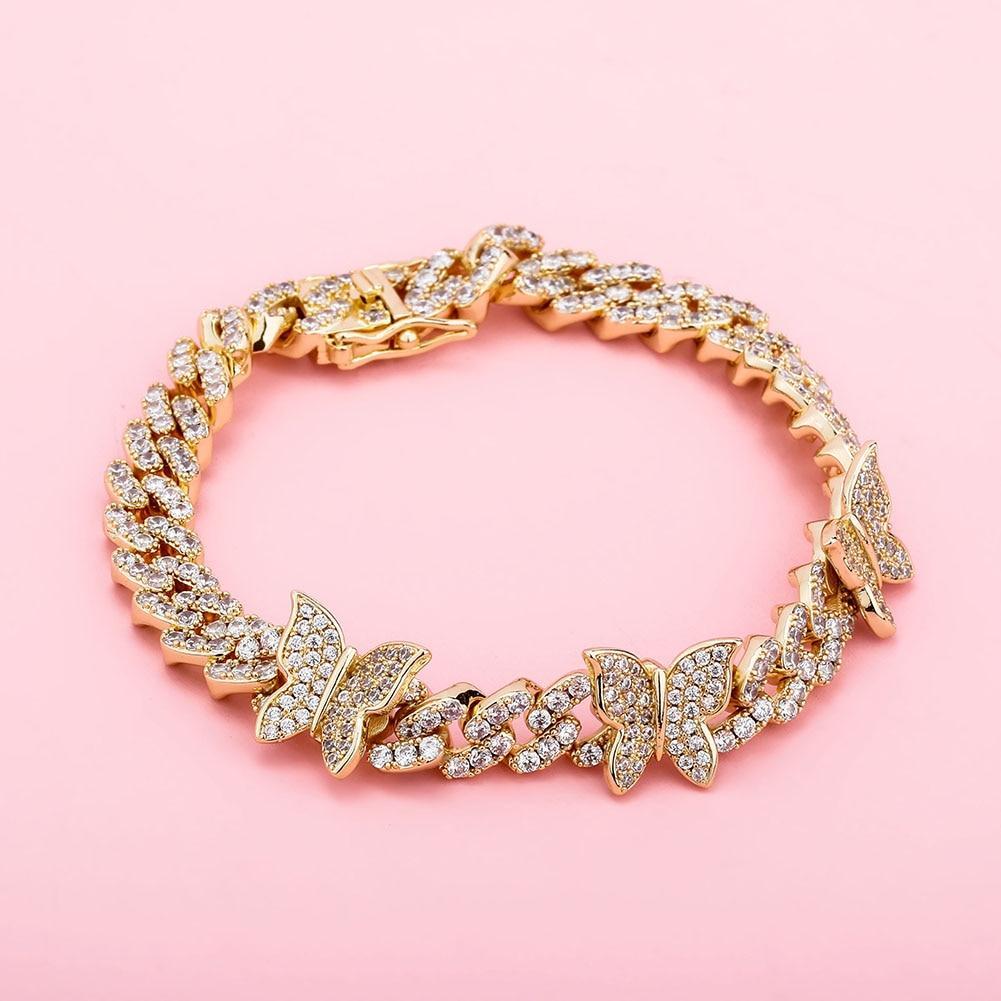 8mm Butterfly Cuban Bracelet 14K - ICECI