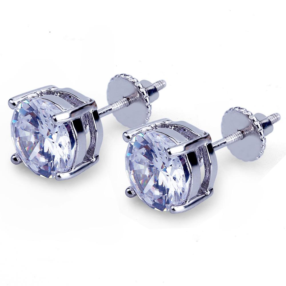8mm Diamond Round Stud Earrings 18K - ICECI