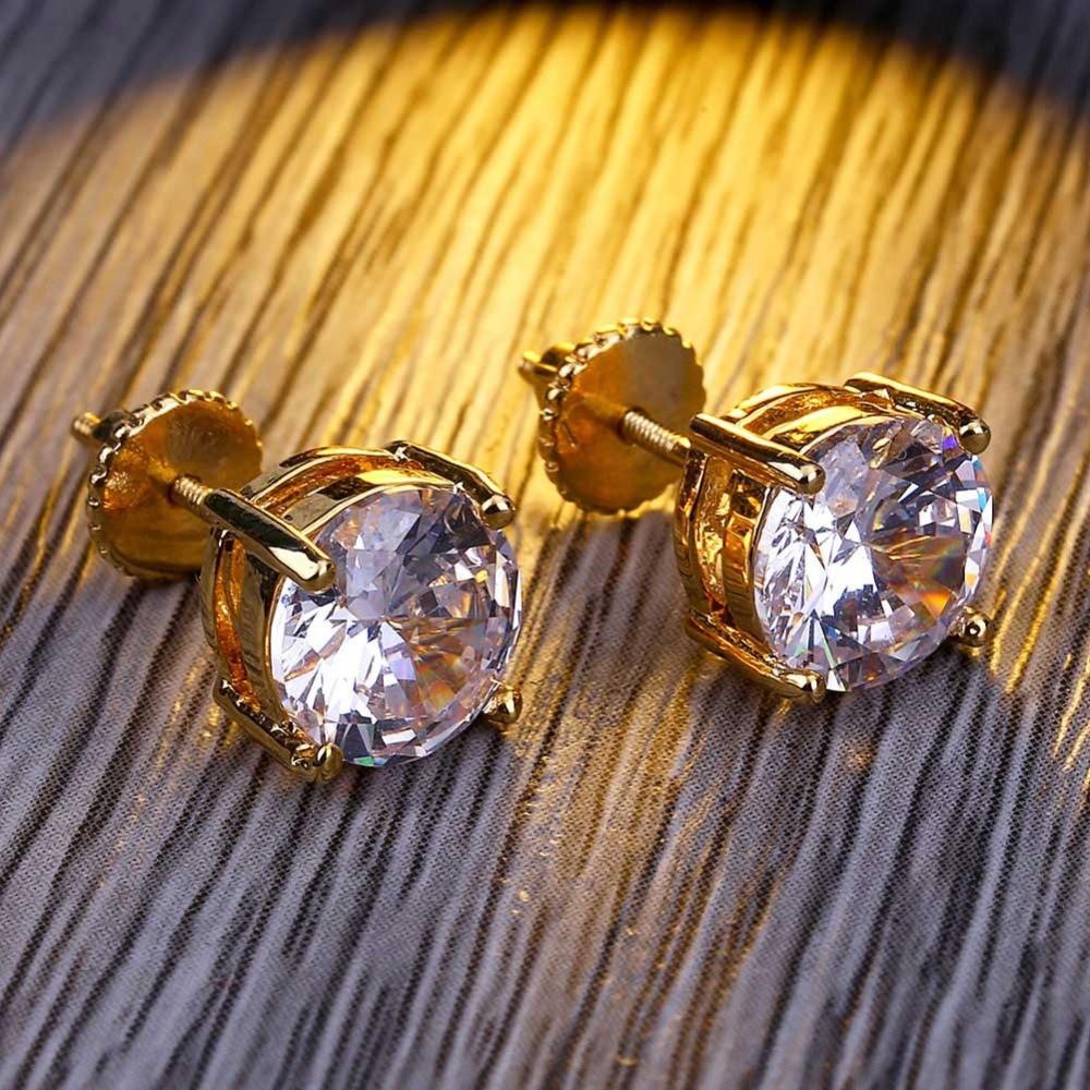 8mm Diamond Round Stud Earrings 18K - ICECI