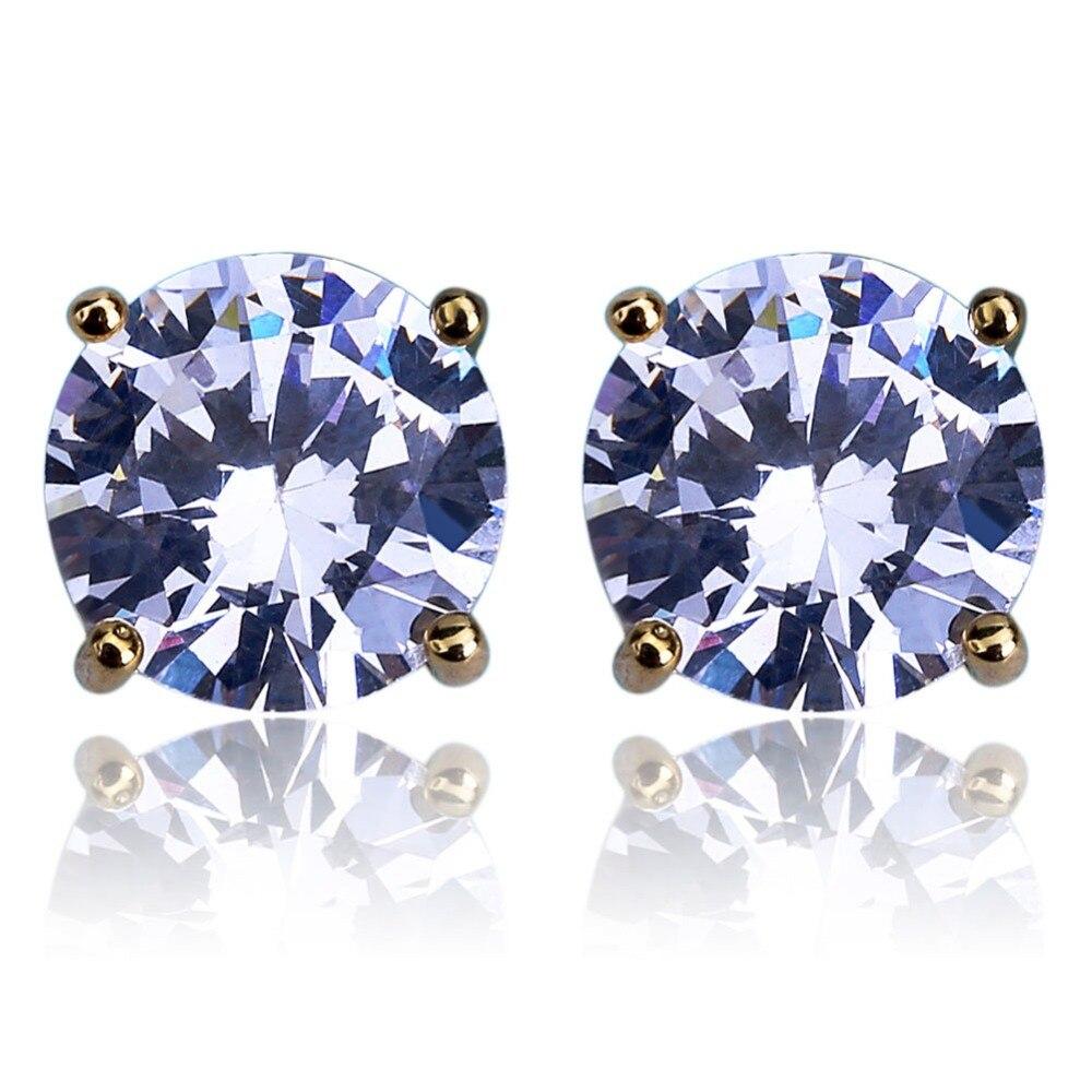 8mm Diamond Round Stud Earrings 18K - ICECI