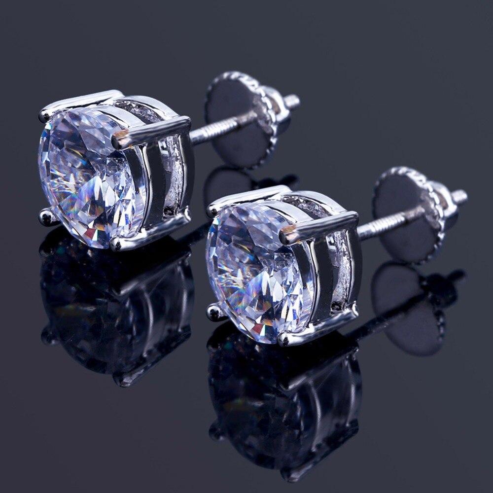 8mm Diamond Round Stud Earrings 18K - ICECI