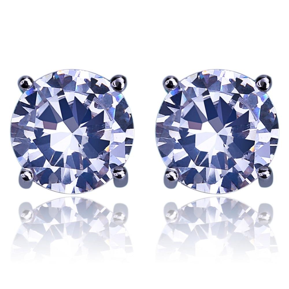 8mm Diamond Round Stud Earrings 18K - ICECI