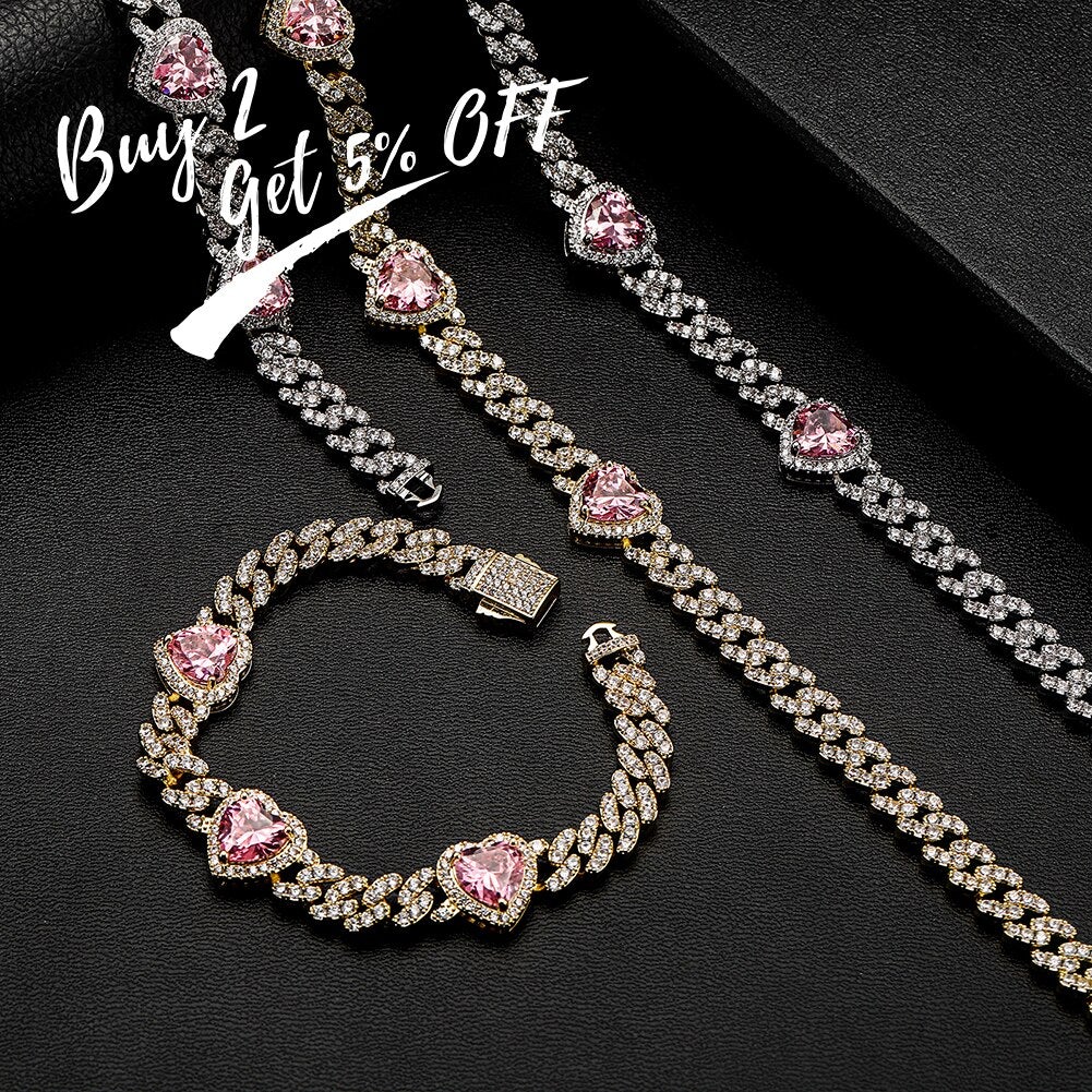 8mm Heart Cuban Bracelet 14K - ICECI