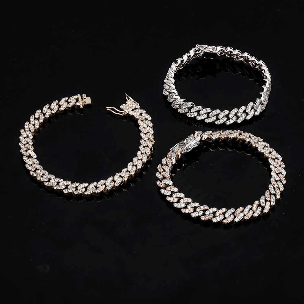 8mm Iced Cuban Link Bracelet 14K - ICECI