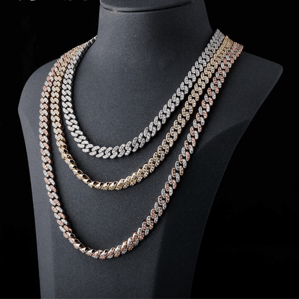 8mm Iced Cuban Link Chain 14K - ICECI