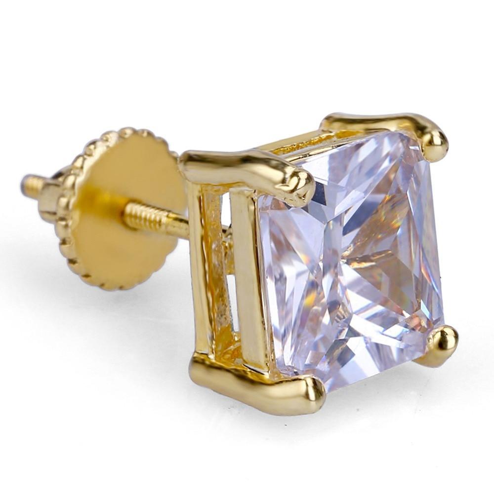 8mm Princess Cut Stud Earrings 18K - ICECI