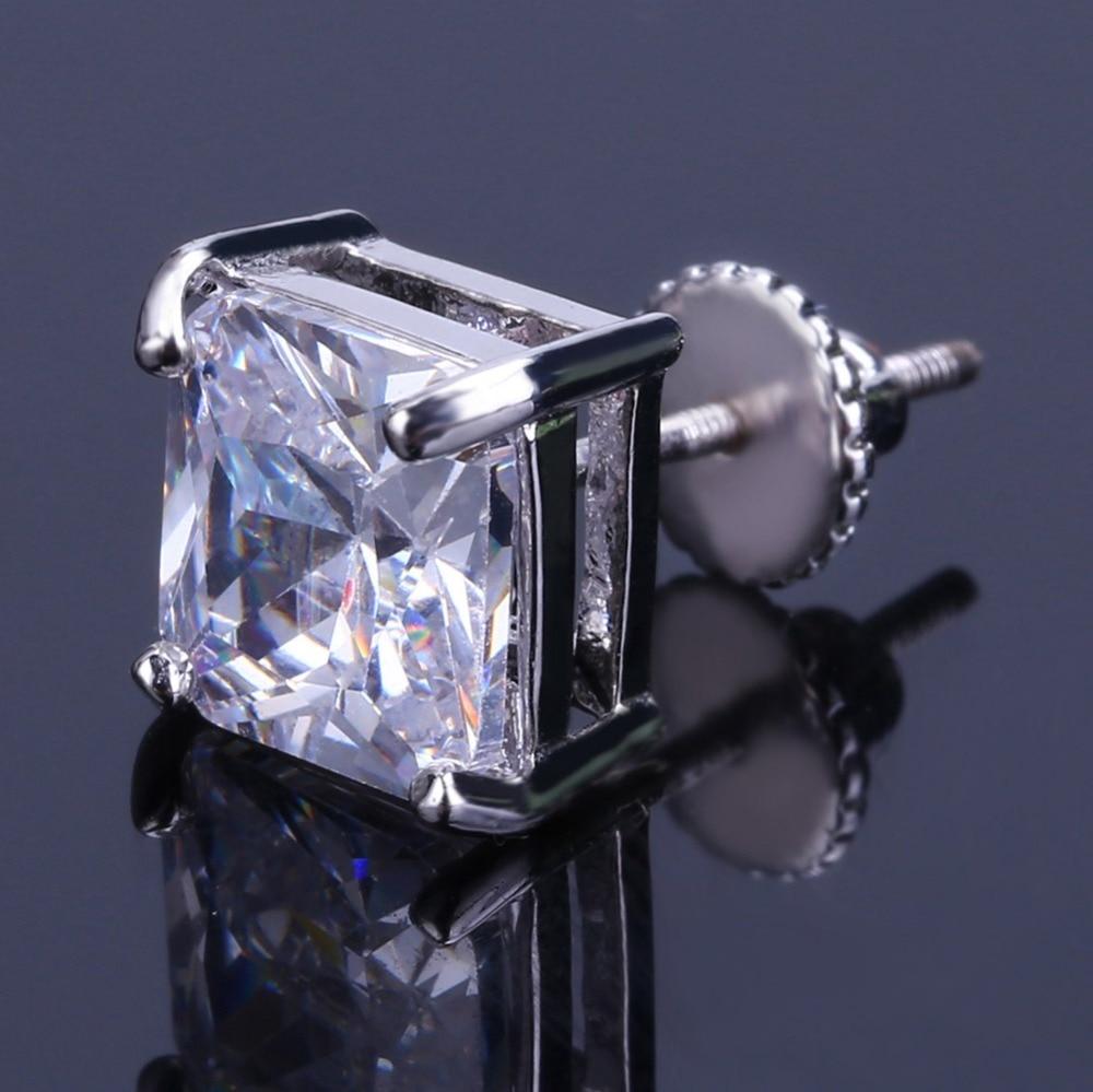 8mm Princess Cut Stud Earrings 18K - ICECI