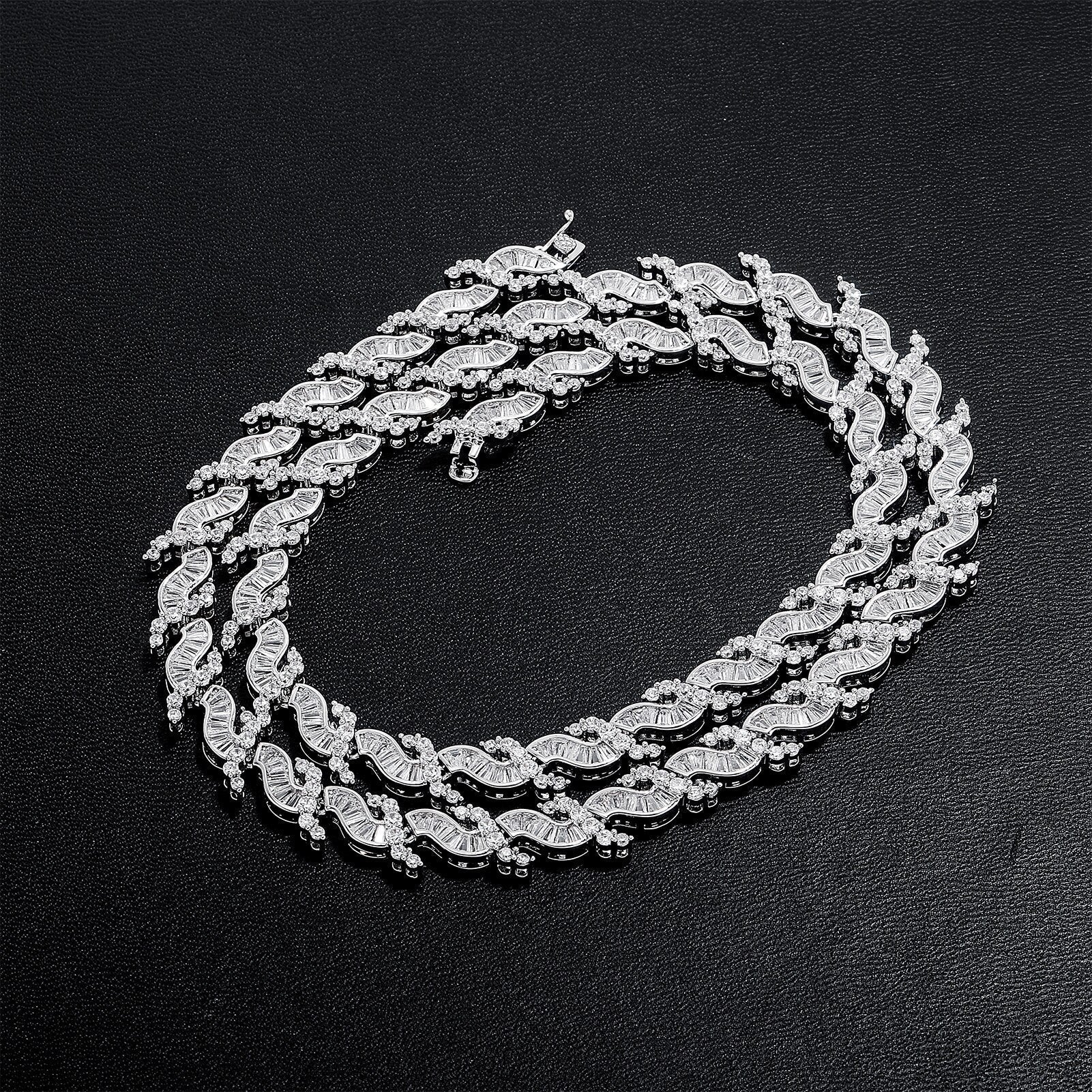 8mm Wavy Baguette Tennis Chain 14K - ICECI