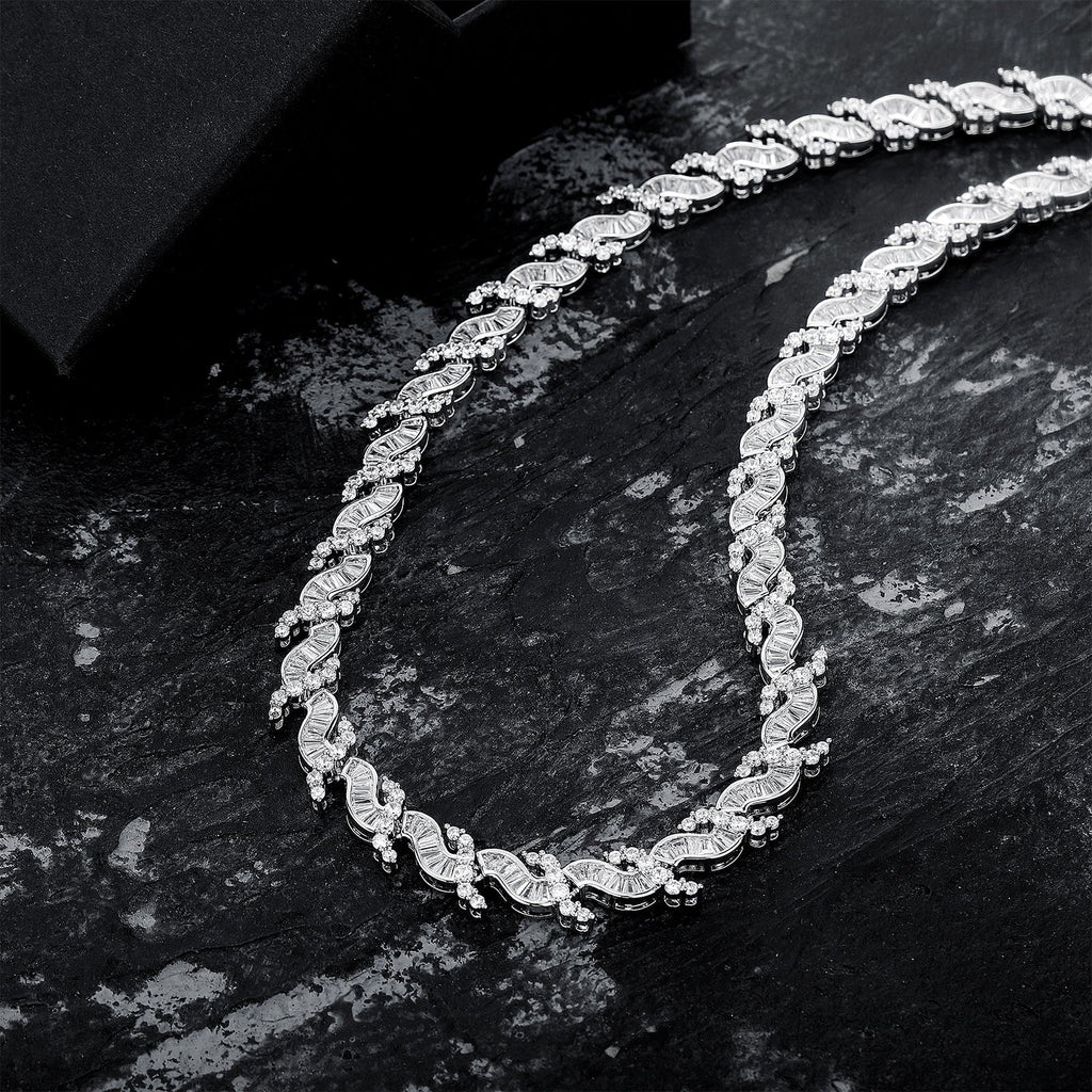 8mm Wavy Baguette Tennis Chain 14K - ICECI