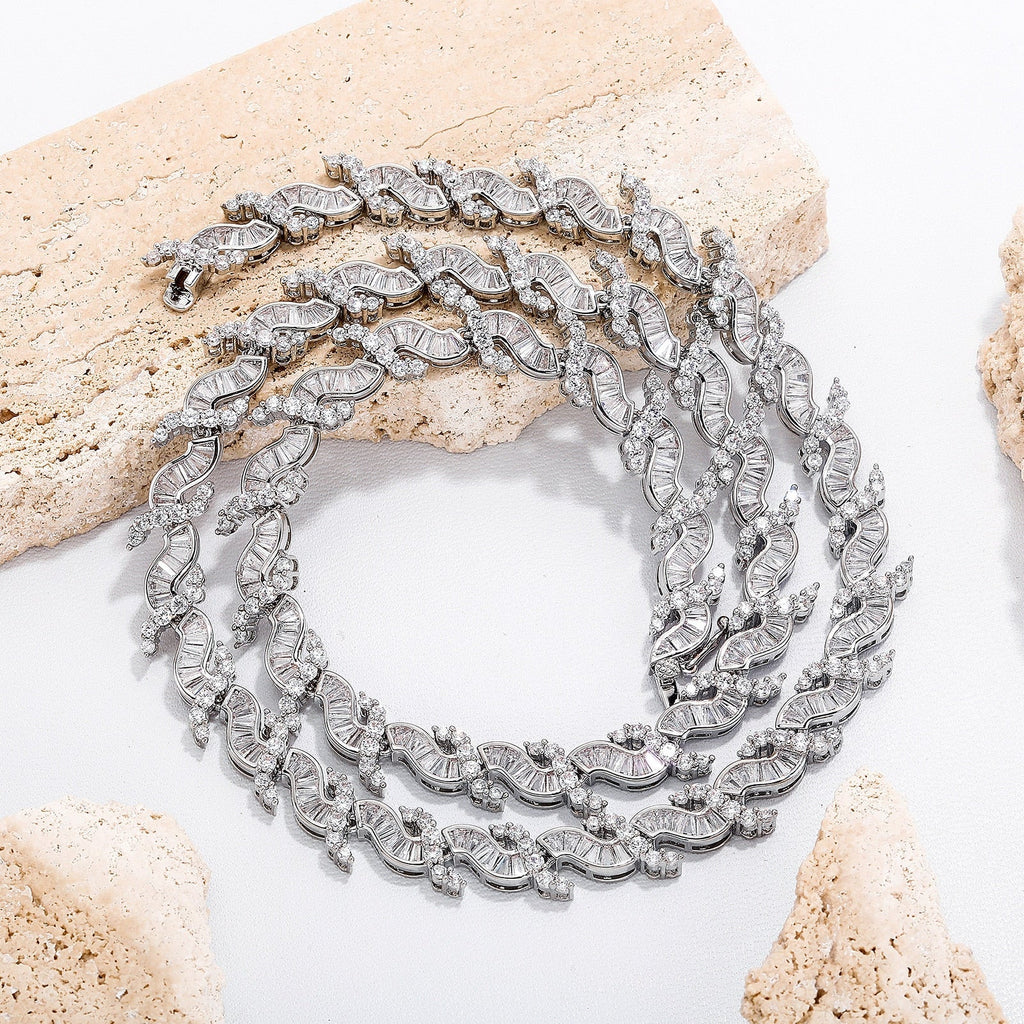 8mm Wavy Baguette Tennis Chain 14K - ICECI