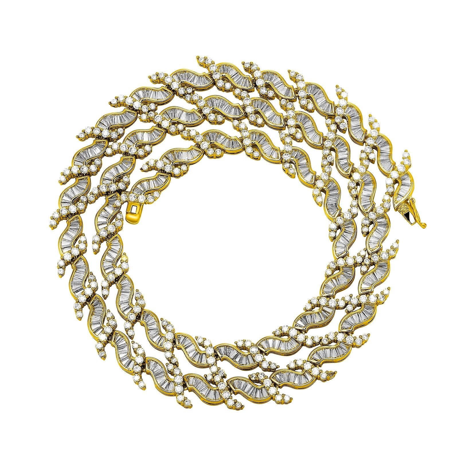 8mm Wavy Baguette Tennis Chain 14K - ICECI