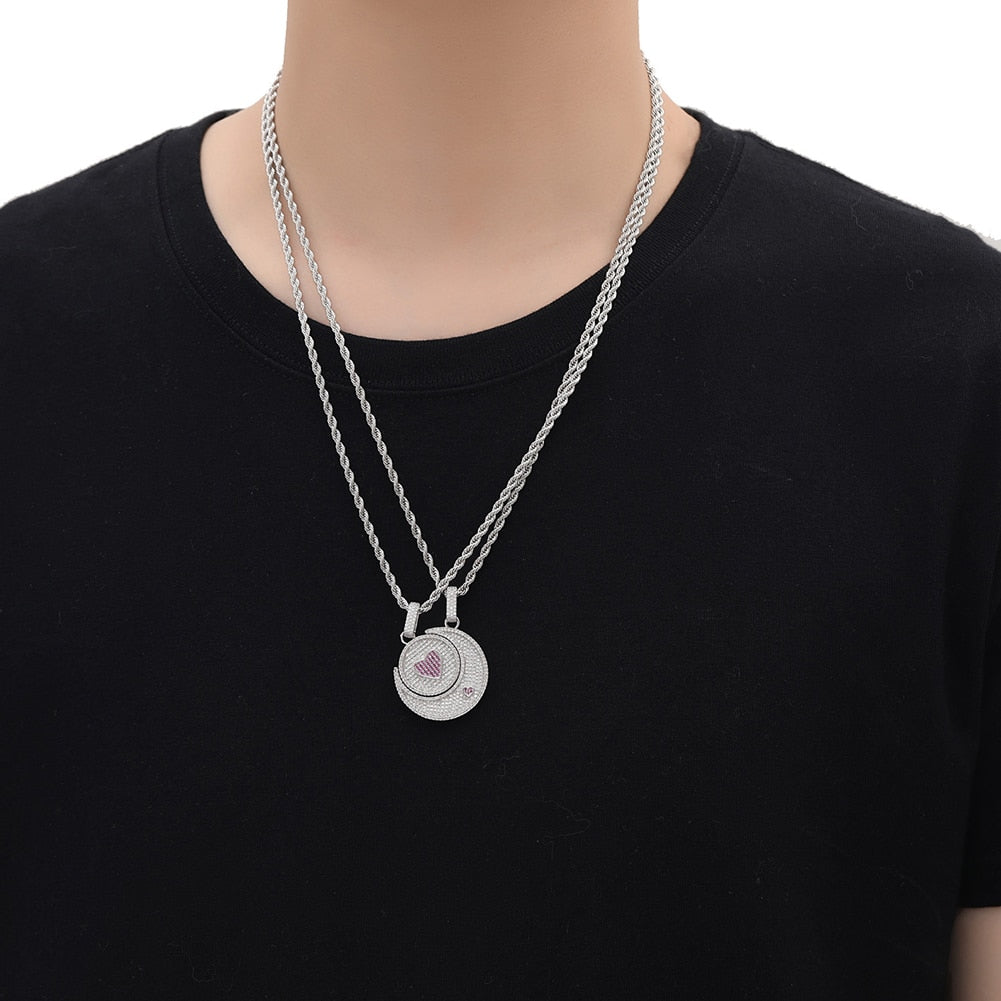 Sun & Moon Heart Pendant 14K