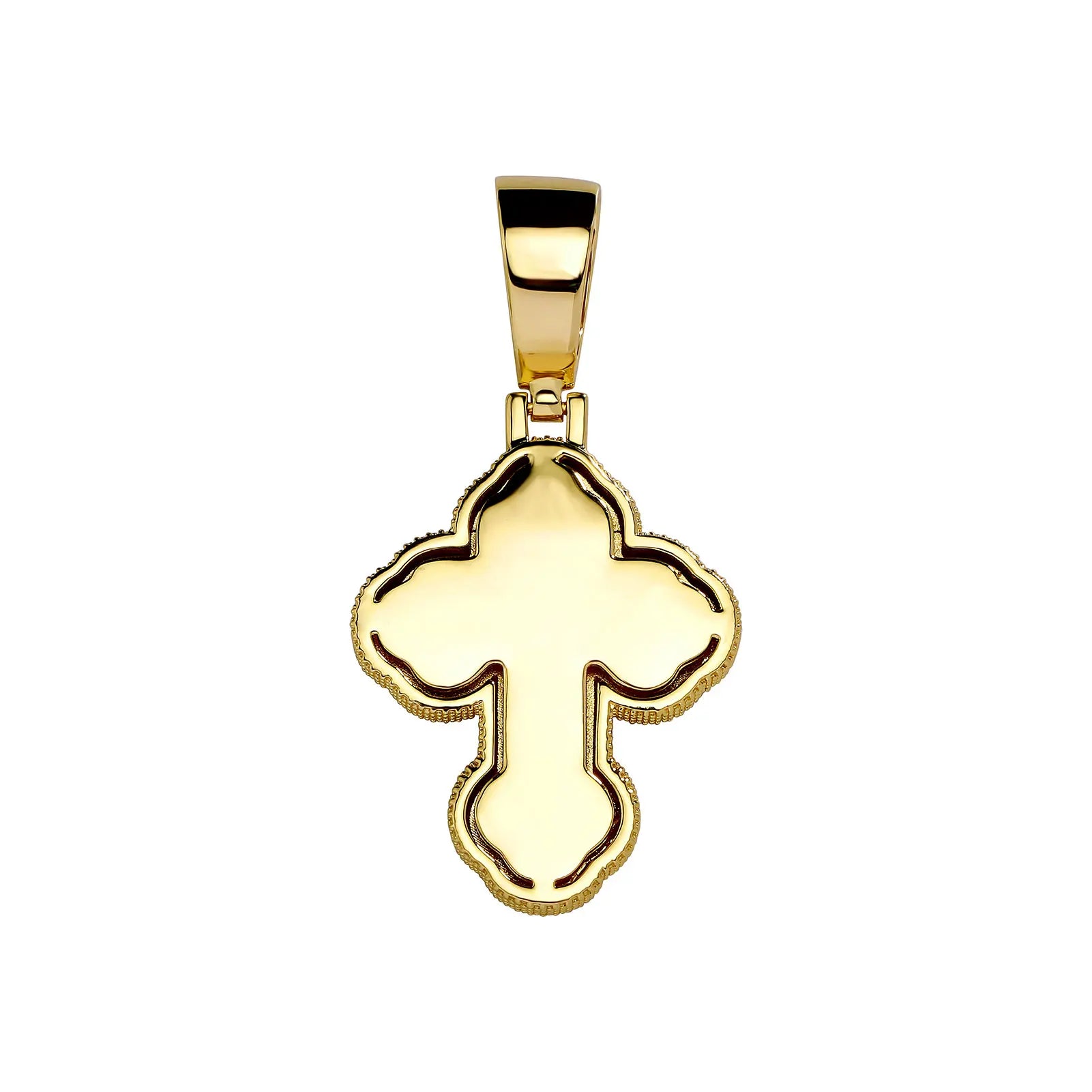 Baguette Clover Cross Pendant 14K