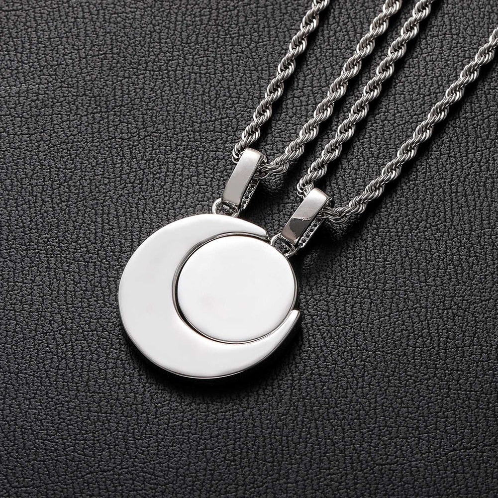 Sun & Moon Heart Pendant 14K