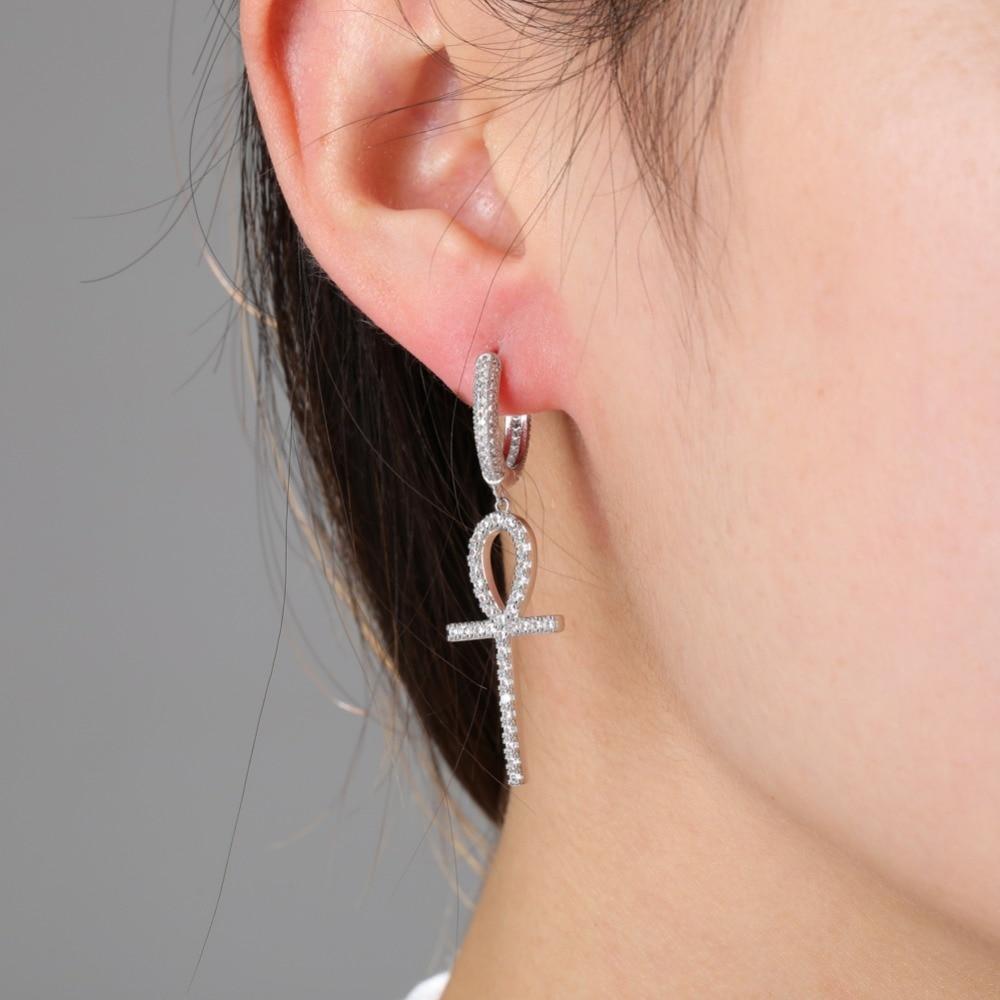 Ankh Cross Drop Earrings 18K - ICECI