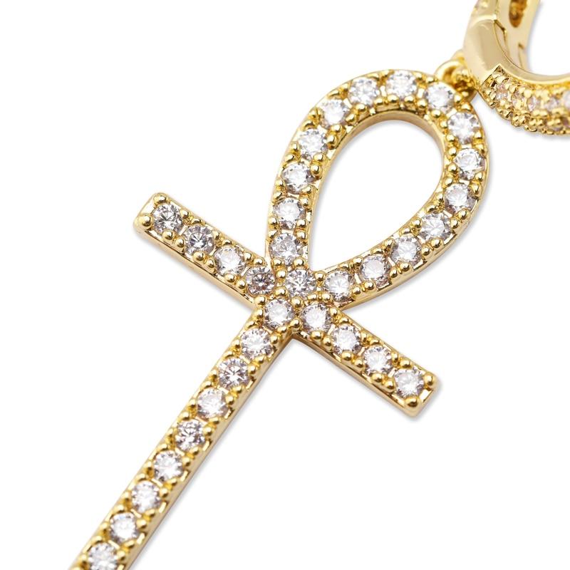 Ankh Cross Drop Earrings 18K - ICECI