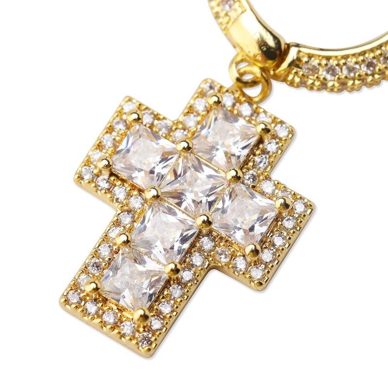 Baguette Cross Drop Earrings 18K - ICECI