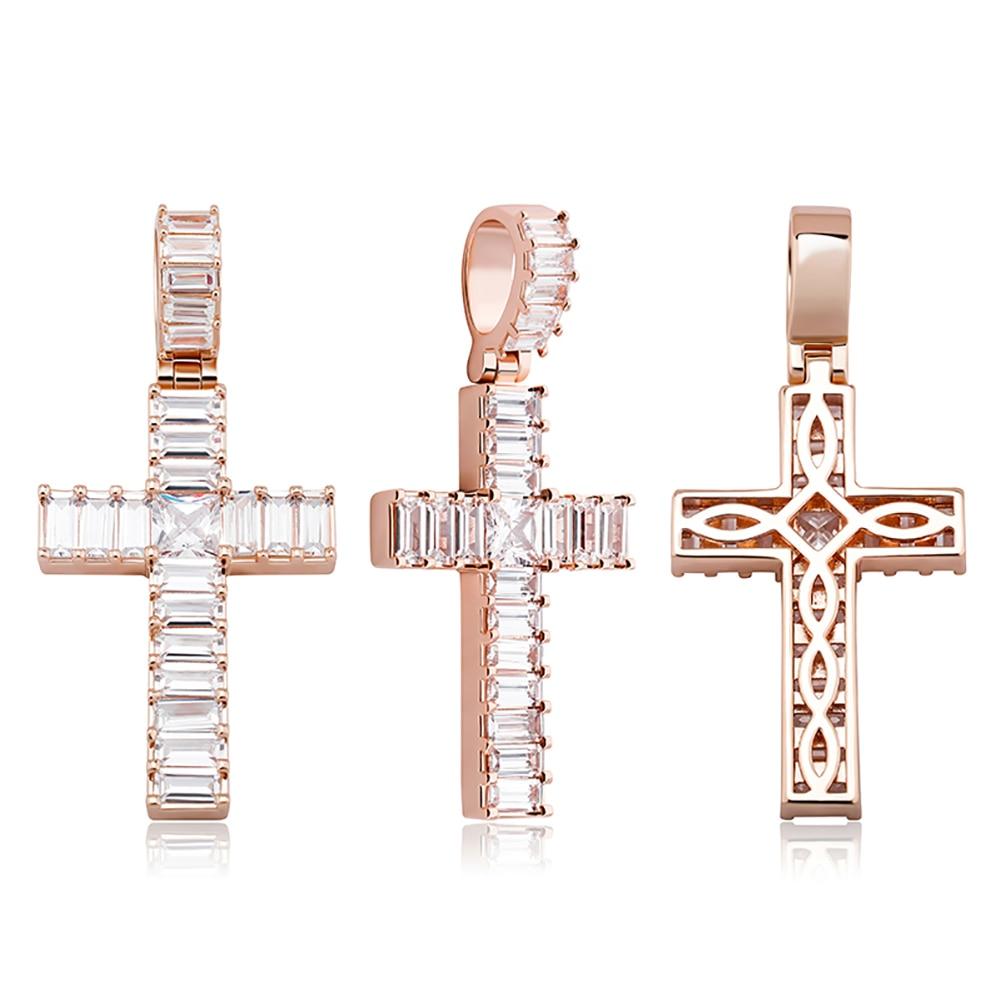 Baguette Cross Pendant 14K - ICECI