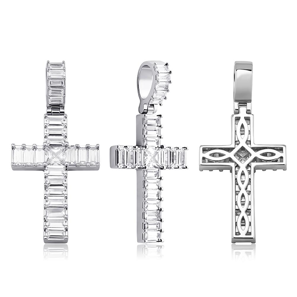 Baguette Cross Pendant 14K - ICECI