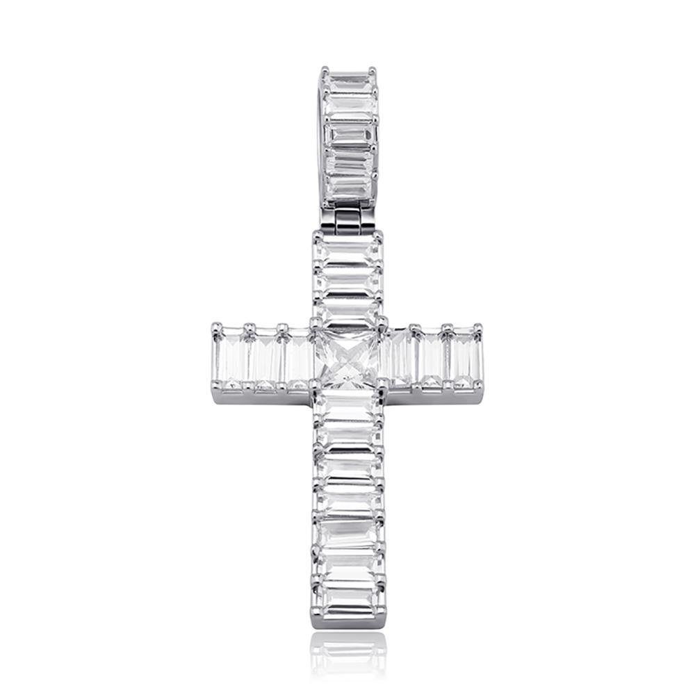 Baguette Cross Pendant 14K - ICECI