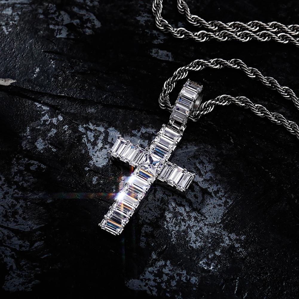 Baguette Cross Pendant 14K - ICECI