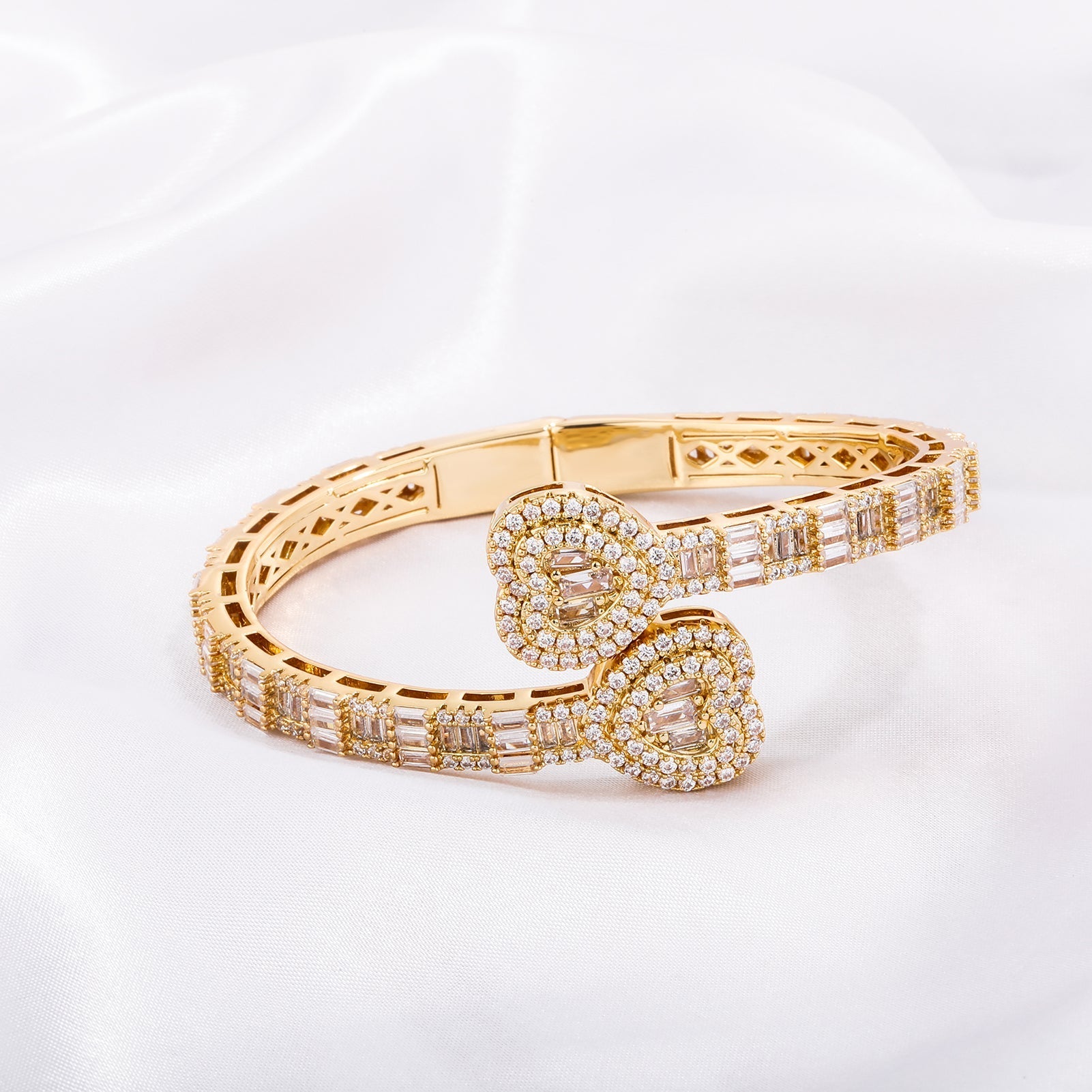 Baguette Heart Cuff Bracelet 14K - ICECI