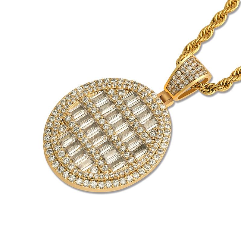 Baguette Oval Pendant 14K - ICECI