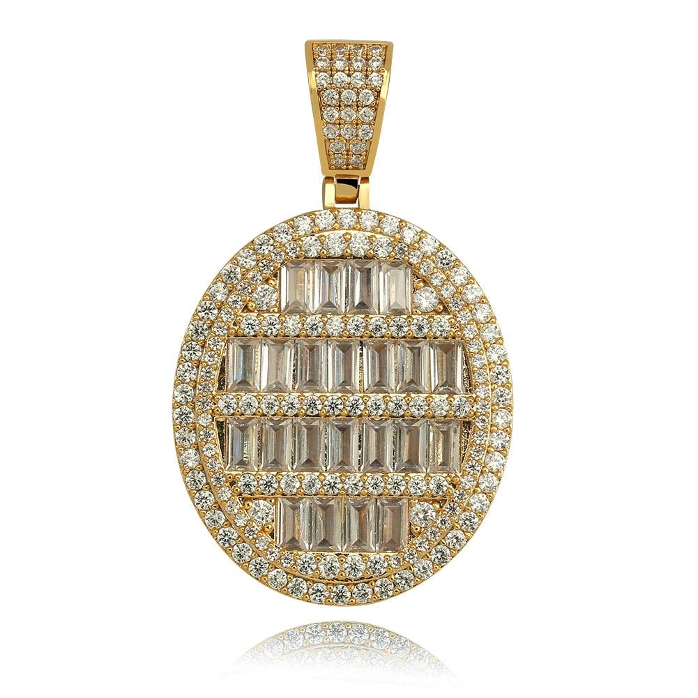 Baguette Oval Pendant 14K - ICECI