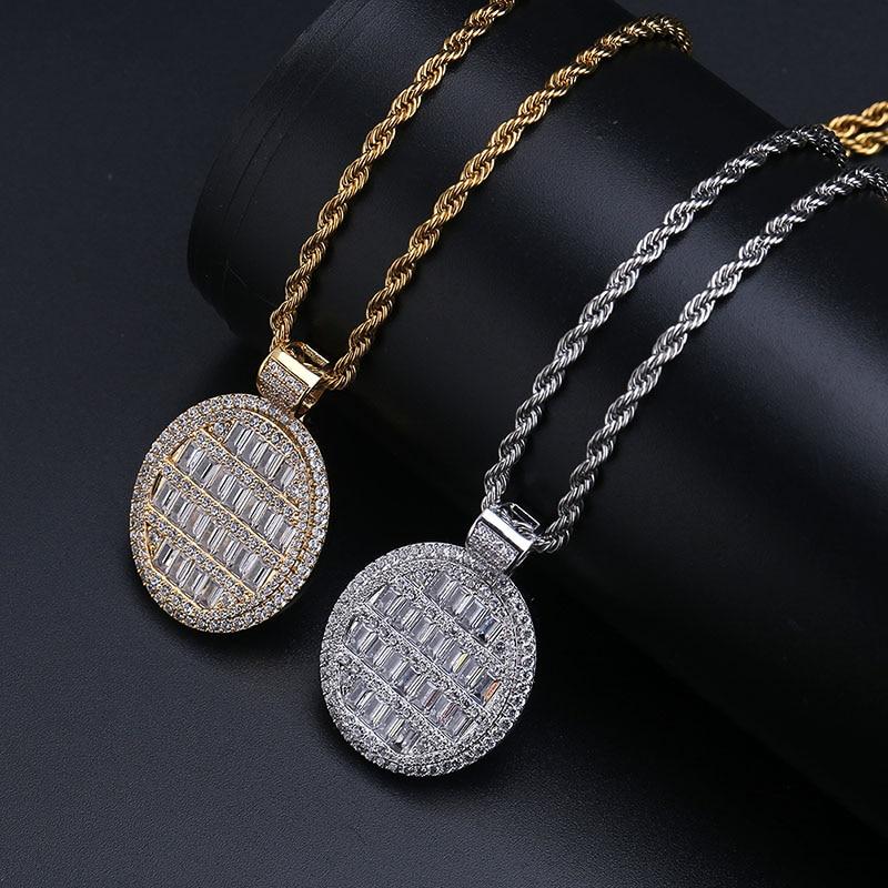 Baguette Oval Pendant 14K - ICECI