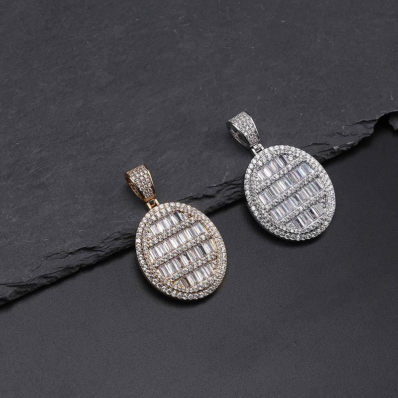 Baguette Oval Pendant 14K - ICECI