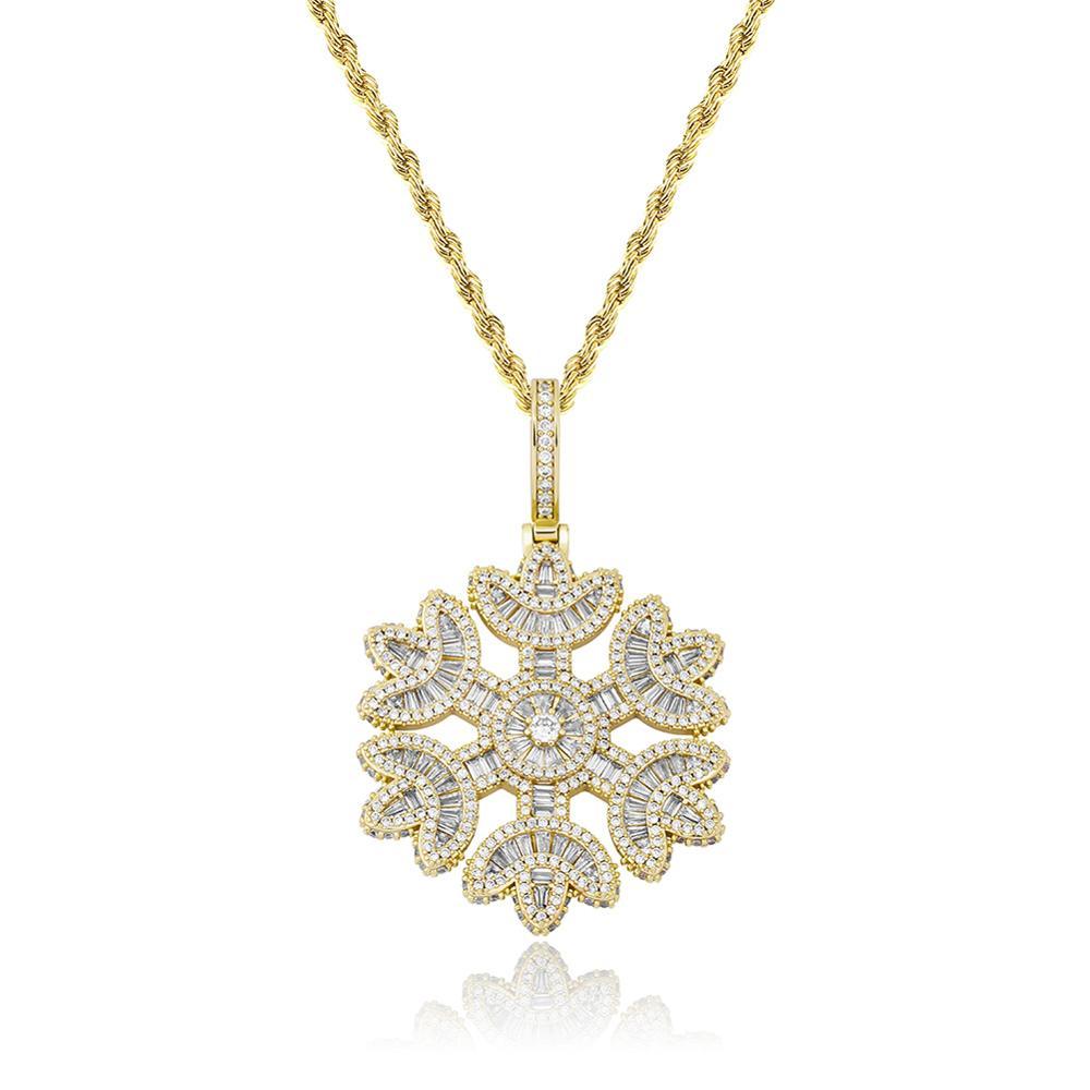 Baguette Snowflake Pendant 14K - ICECI