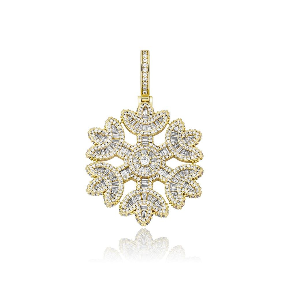 Baguette Snowflake Pendant 14K - ICECI