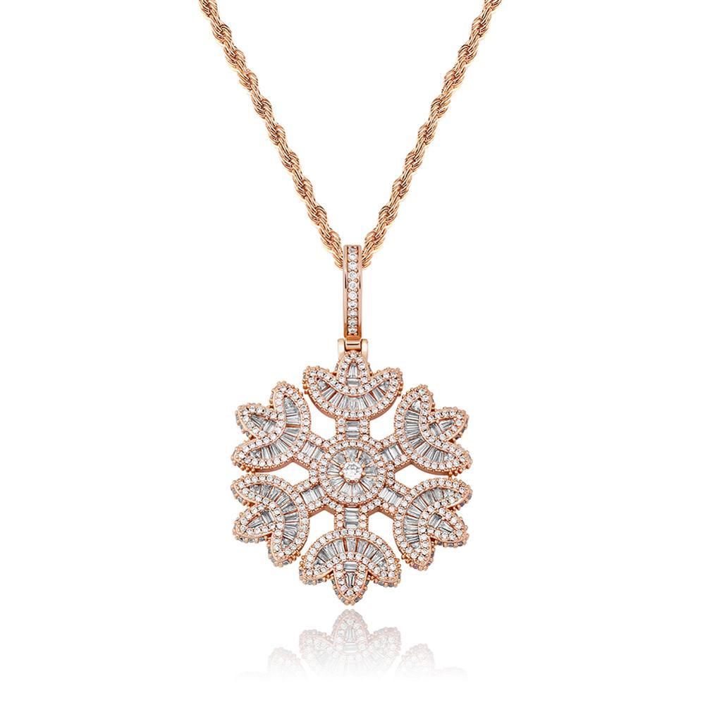 Baguette Snowflake Pendant 14K - ICECI