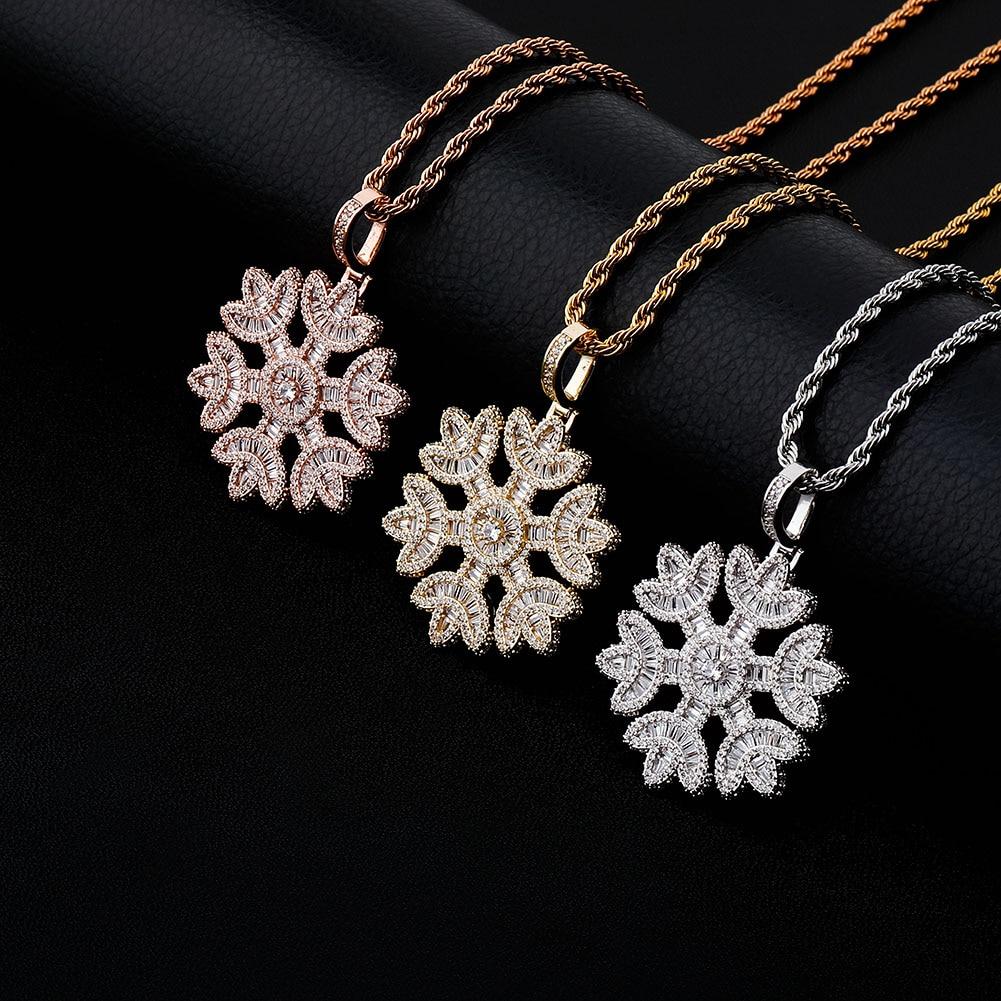Baguette Snowflake Pendant 14K - ICECI