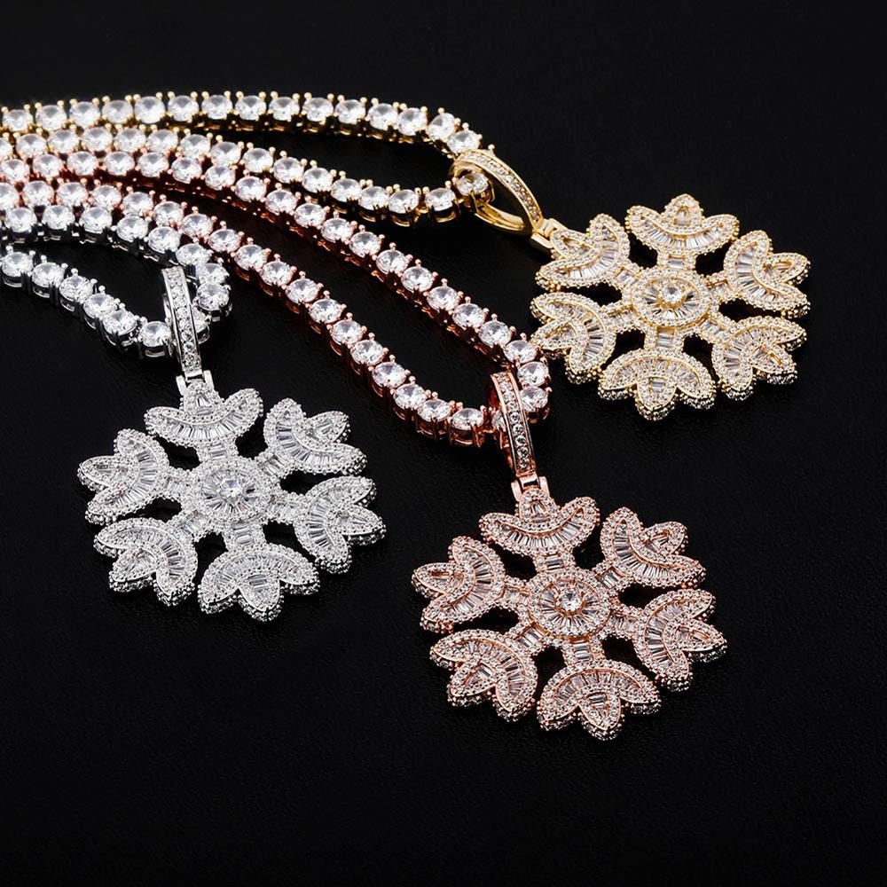 Baguette Snowflake Pendant 14K - ICECI